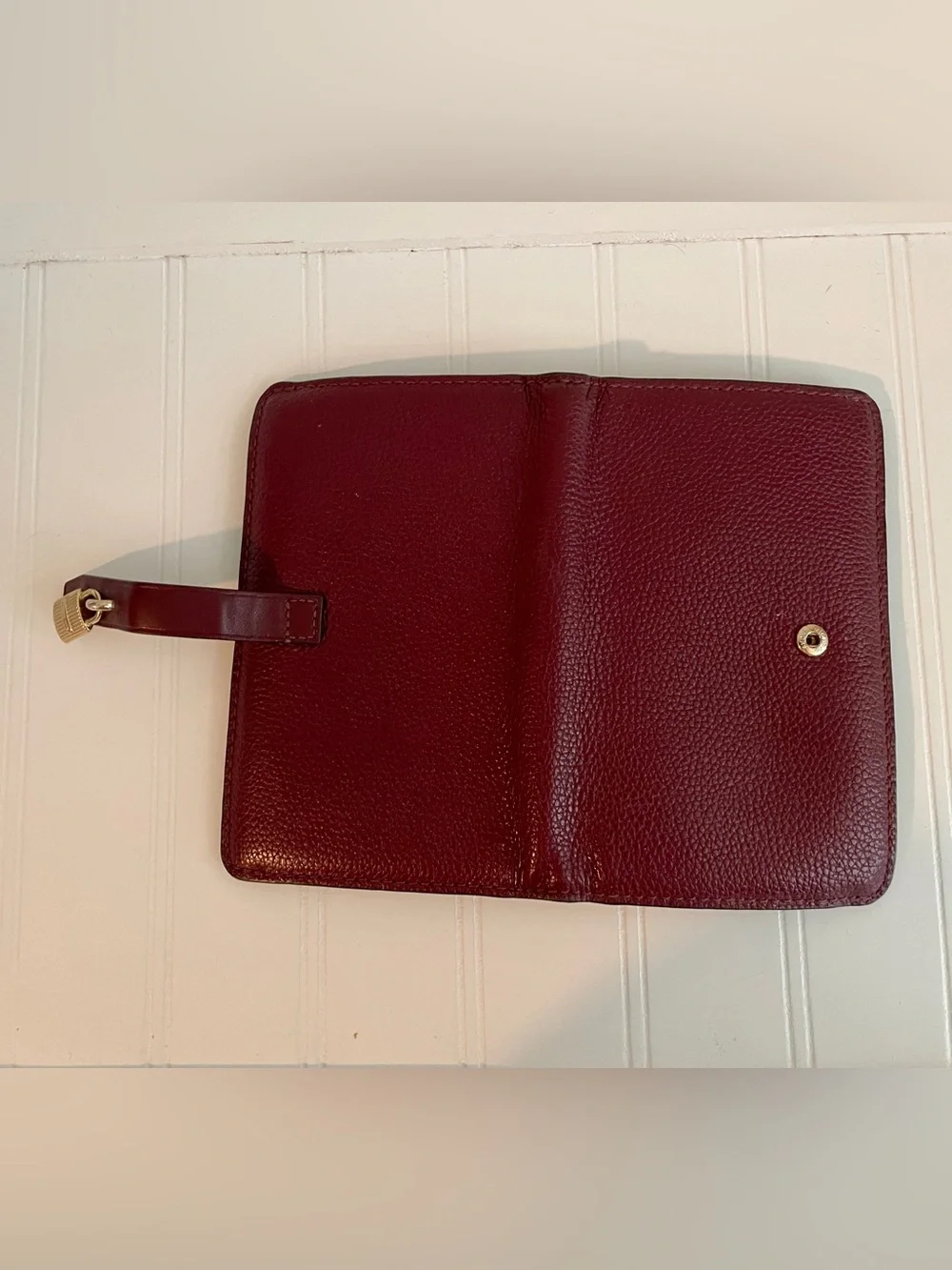 Michael Kors Burgundy Leather Wallet with Gold Padlock - Picture 6 of 6